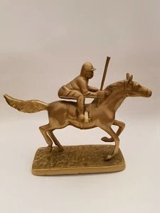 Horse Racing Jockey On Horse Figurine Brass Ornament Vintage (B8) - Picture 1 of 12