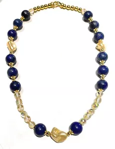 Collana choker lapislazzuli perle barocche gold ematite argento sterling - Foto 1 di 4