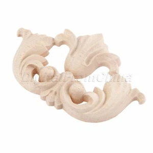 Classic Unpainted Table Wooden Carved Decal Onlay Applique Wardrobe Decoration - Picture 1 of 12