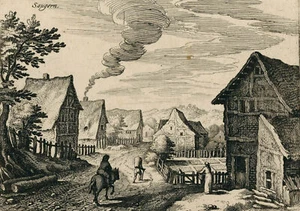 SOYHIÈRES - Straßenszene - KUpferstich um 1650 - Picture 1 of 2