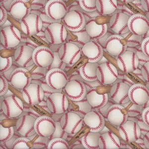 NEW Baseball Balls Bats Home Run All Stars Sport Quilting Fabric 1/2 Metre - Picture 1 of 1