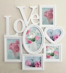 Joice Gift Decorative Wall Hanging Love Collage Picture Frame 6 Option, White - Picture 1 of 2