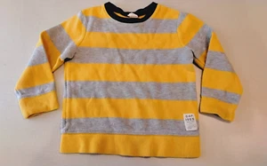 Baby Gap Stripe Ribbed Crew Pullover Boys 4 Years Yellow Gray Sweatshirt Cotton - Picture 1 of 6