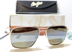 NEW Maui Jim Beaches Aviator Satin Gold Polarized HCL Bronze Sunglass MJ541-16A - Picture 1 of 12