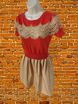 WOMENS CARVEN SIZE UK MEDIUM ORANGE FITTED SUMMER FLOATY CASUAL JUMPER DRESS - Image 1 of 4