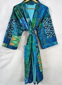 Chaqueta kantha hecha a mano con retazos de seda estilo kimono japonés bata kantha invierno - Imagen 1 de 5