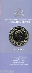 UK 2002 Brilliant Uncirculated £5 Coin Queen Mother Memorial - Picture 1 of 2