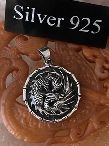 Silver Dragon Pendant With Silver Chain - Picture 1 of 5