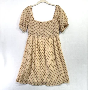Abito Sezane donna 38/S beige manica a sbuffo floreale mini seta cotone cottagecore - Foto 1 di 11