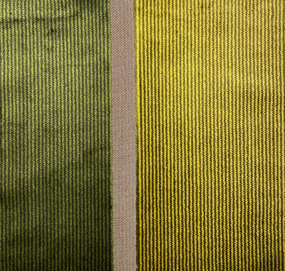 DESIGNERS GUILD Green Stripe Velvet Roumier Remnant New - Image 1 of 1
