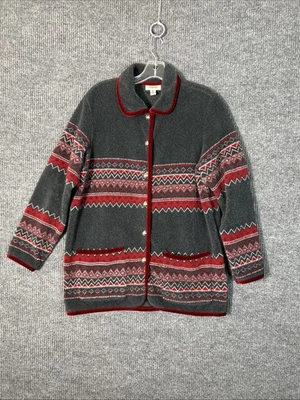 Chaqueta polar vintage Talbots talla mediana Fair Isle vacaciones Navidad abotonada Foto 1 de 4