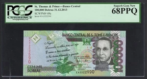 Saint Thomas & Prince 100000 Dobras 31-12-2013 P69c Uncirculated Graded 68 - Picture 1 of 2