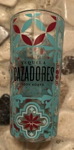 Cazadores Tequila Tall Shot Glasses Shooter Teal Red Mexican Tile Enamel RARE - Picture 1 of 5