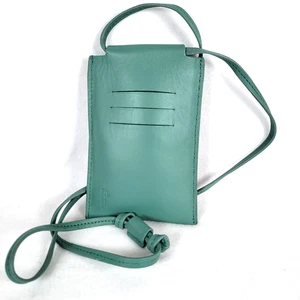 Free People Downtown Leather Lanyard Phone Holder Crossbody Green Card Slot Boho - Picture 1 of 7