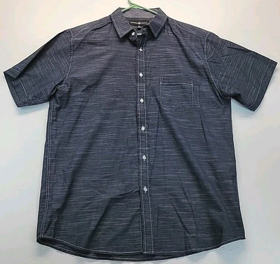 Beverly Hills Polo Club Navy Striped Button Down Men’s Large Casual Shirt - Image 1 of 4