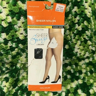 Pantimedias Sheer Breeze de Gildan de nylon talla Queen Off puntera reforzada negra Foto 1 de 4