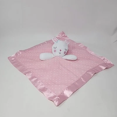 Manta de seguridad para bebé Circo White Bunny rosa lunares Lovey felpa satinada objetivo Foto 1 de 4