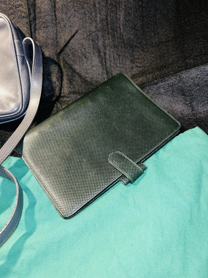 2 Pieces Bottega Veneta Green Leather Wallet Clutch & Grey Crossbody Bag Purse - Image 1 of 4