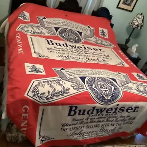 Vintage Budweiser HUGE 107" x 80" Cloth Garage Shop Banner Tailgate Man Cave - Picture 1 of 12