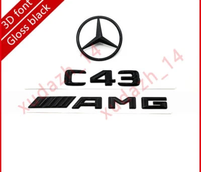 Emblema insignia estrella trasera negro C43+AMG+STAR para Mercedes-Benz Clase C W205 4 puertas Foto 1 de 4