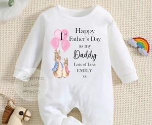 Happy 1st Father's Day as my Daddy Baby Outfit First Father's Day baby grow - Picture 1 of 34