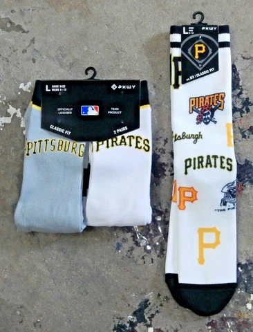 Pittsburgh Pirates 3 Pack Crew Socks Men Gift Large Jersey Retro Logo Mix Bucs Cover