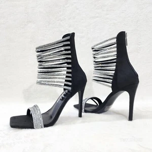 Zapatos de noche con correa de cuerda de estrás cerrada con punta cuadrada abierta - Imagen 1 de 8