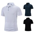 Loose Fit Men's Lapel Neck T Shirt Short Sleeve Solid Color Casual Tee