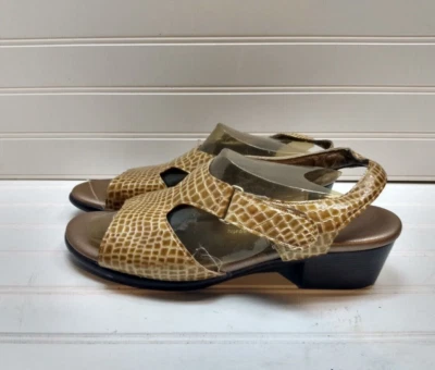 SAS 8.5NN Gold Leather Animal Print Sling-back Sandal Comfort Women Shoes - Image 1 of 4