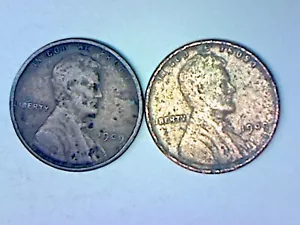 1909 P & 1909 VDB LINCOLN WHEAT CENT LOT - Picture 1 of 2