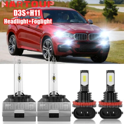 Para For BMW X5 2007-2016 2017 Faro LED blanco alto-bajo + luces antiniebla LED - Изображение 1 из 4