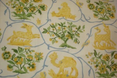 3 Yds Nina Campbell Fabric Coromandel Animal print Linen Upholstery Pillows 108" - Image 1 of 4