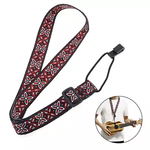Adjustable Hook Clip on Ethnic Style Ukulele Neck Strap Butterfly Flower Belt - Picture 1 of 10