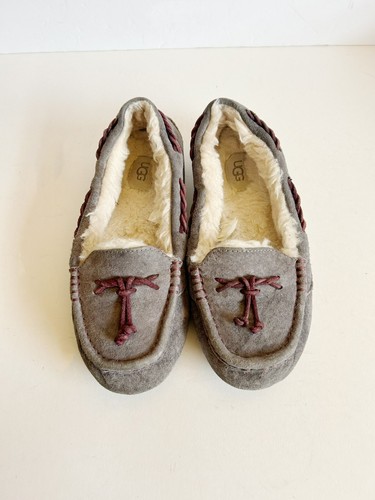 UGG Pantofole Grigio Mocassini Mocassini Piatti Donna Taglia 6