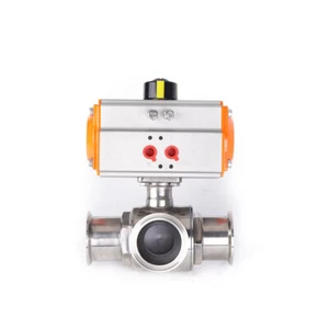 2" Pneumatic Ball Valve 3-Way Air Actuated Ball Valve T-type Stainless Steel 304 - Picture 1 of 9