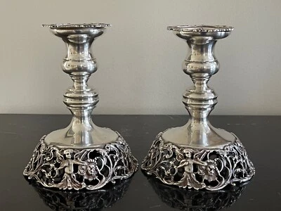 Подсвечники из чистого серебра с херувимами и львами Durham Silver Co. of NY 649 г - Изображение 1 из 4
