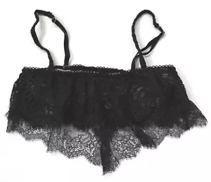 Victoria's Secret Boho Lace Flutter Bandeau Flounce Bralette Bra Black Size XS - Picture 1 of 2
