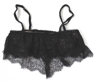 Victoria's Secret Boho Lace Flutter Bandeau Flounce Bralette Bra Black Size XS - Image 1 of 2
