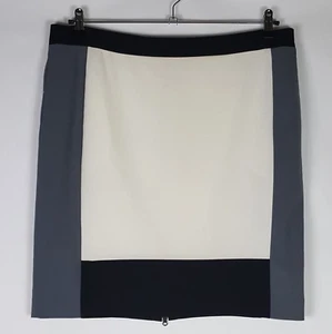 Narciso Rodriguez White Color Block Skirt Womens Career Back Zip Lined Size 14 - Picture 1 of 6
