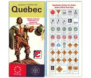 Hoja de ruta vintage 1967 Quebec & Expo 67 - Champlain Oil Co. - Imagen 1 de 1