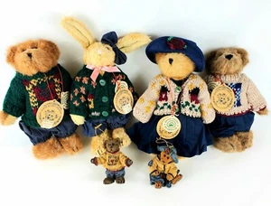 Boyds Bears Fall 1996 Bailey Edmund Matthew Emily Plush Resin Ornament LE SET - Picture 1 of 10