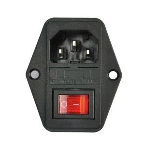 250V 10A IEC320 C14 Mount Male Plug 3 Pin Panel Power Inlet Socket W Fuse Switch - Picture 1 of 10