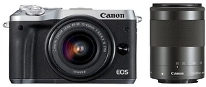 Canon Mirrorless SLR Camera EOS M6 Double Zoom Kit (Silver) - Picture 1 of 1