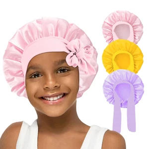 3 Pcs Kids Silk Bonnet for Sleeping - Baby Hair Bonnet for Sleep,Kids Satin Bonn - Picture 1 of 12