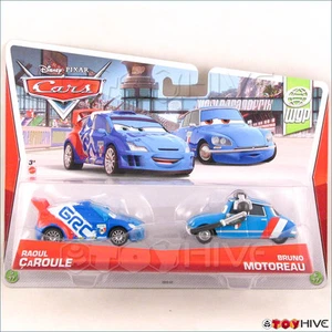 Disney Pixar Cars 2 WGP Raoul Caroule Bruno Motoreau 2 pk World Grand Prix 2013 - Picture 1 of 2