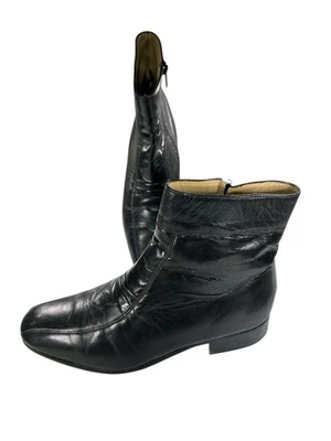 Stacy Adams Vintage 80's Mens 9.5D Ankle Boots Black Leather Chelsea Zip Boots - Image 1 of 4