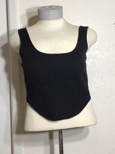 VICTORIA SECRET PINK CINCHED CORSET TANK TOP DAMEN SCHWARZ BAUMWOLLE GR. XXL  - Bild 1 von 9