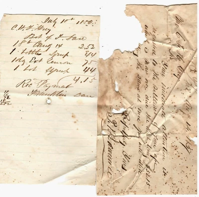 2 FOR 1   1862 "PAYMENT RECEIPTS" (RARE)!!  1862 " PAYMENT RECEIPTS"  2 FOR 1 !! - Image 1 of 2