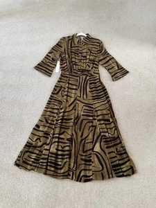 Jigsaw Linear shirt dress, khaki, black animal tiger print UK size 10 BNWT - Picture 1 of 14