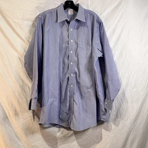 Brooks Brothers Men's 17.5 -35 Long Sleeve 1818 Madison Shirt Blue Stripe 170 - Picture 1 of 9